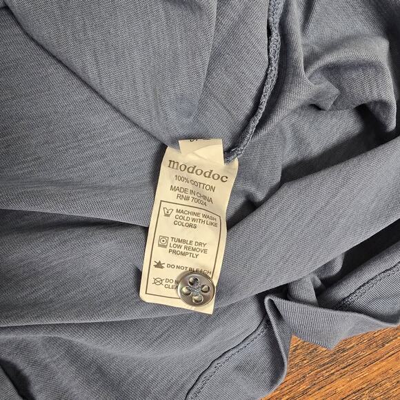 Mododoc Shirt Small Womens Knit Pocket Top Button Up Long Sleeve Blue Sundance - Picture 8 of 10